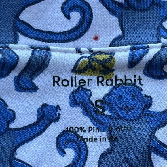 Roller Rabbit Short Sleeve Button Down Monkey Pajama Shirt Cotton Sleepwear Top - Picture 11 of 11